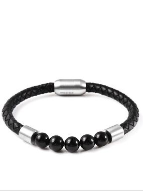 Genuine Leather Five Stone Braided Bracelet